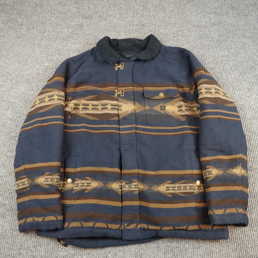 Roark Axeman Jacket Mens 2XL Blue Aztec Fleece Lined Full Zip Sherpa Parka